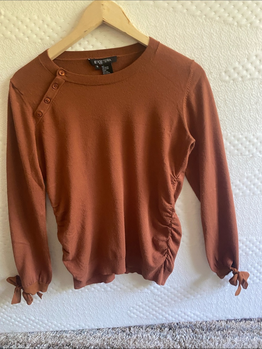 Etcetera Burnt Orange Long-Sleeve Button Shoulder Top